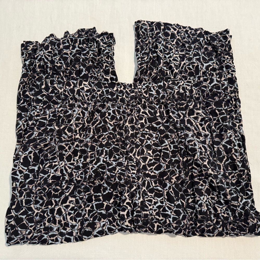 NWT T Tahari Black Blue Cobblestone Print Pull on Wide leg Pants 2x - Picture 3 of 4